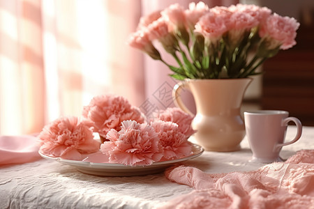 母亲节粉色康乃馨花朵唯美图片