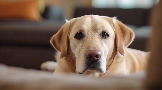 一只趴在沙发上的可爱金毛犬图片