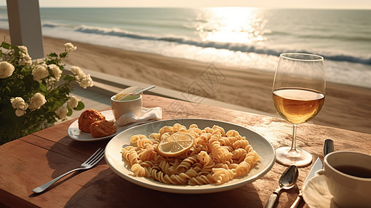 早餐海边美食图片