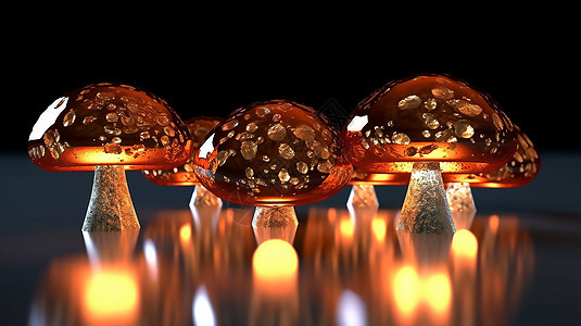 科幻金属光泽闪亮的蘑菇图片