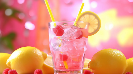 夏季一杯加满冰块的水果果汁图片