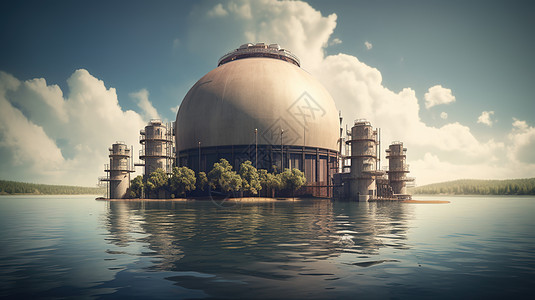未来科幻世界超现实圆形油气储存厂图片