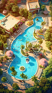 航拍花园泳池背景图片