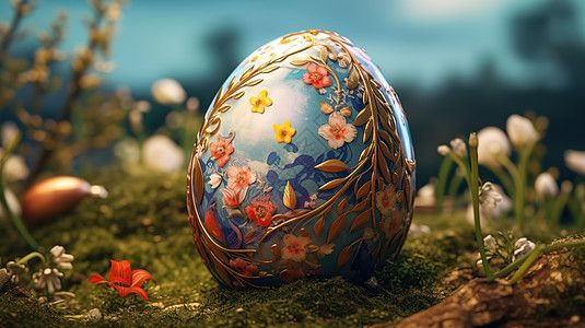 一颗复活节彩蛋背景图片