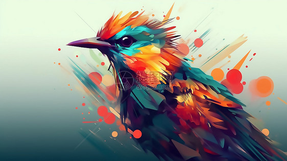 抽象的彩色小鸟插图图片