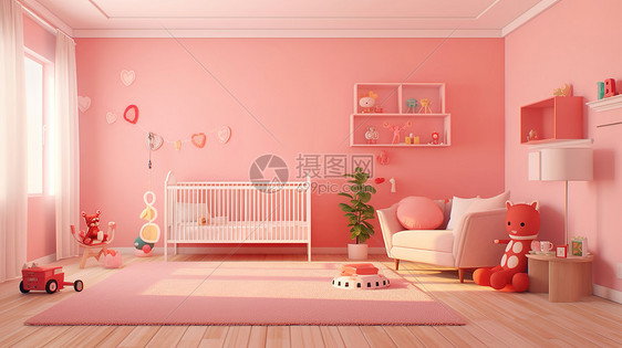 可爱甜美玩具婴儿房图片