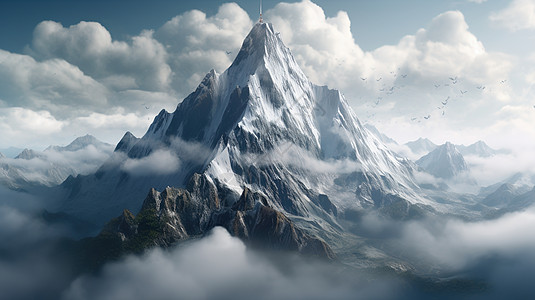云中的山脉数字艺术图片