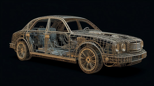 汽车3D线条模型图片