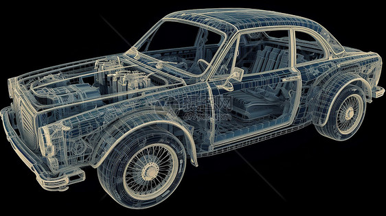 3D线条汽车模型图片