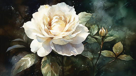 手绘白色玫瑰背景图片