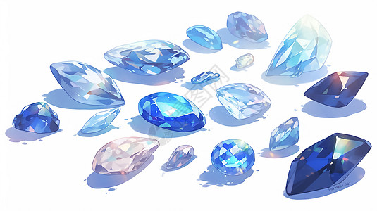 一堆美丽的闪亮钻石和宝石背景图片