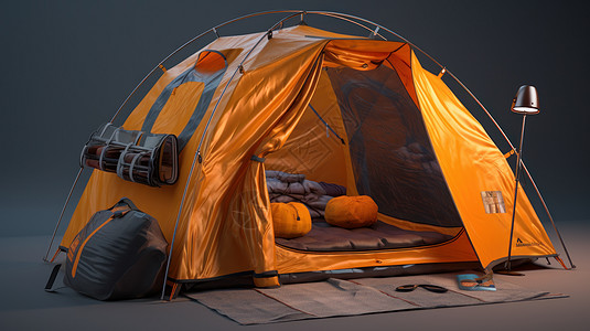 黄色简约的露营帐篷背景图片