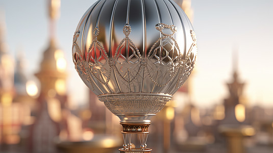 金属质感工艺品银色热气球背景图片