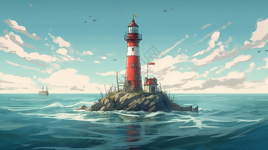 海上的灯塔背景图片