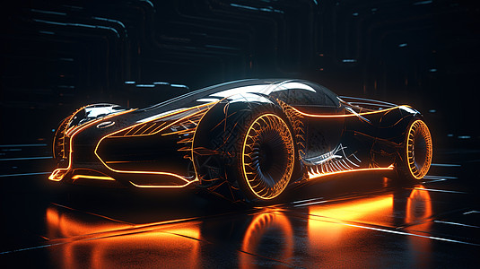 发光轮胎的超级跑车背景图片