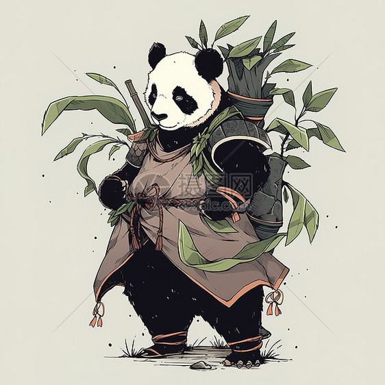 背着竹子的功夫熊猫图片