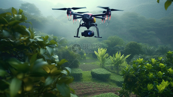 无人机在果园视察图片