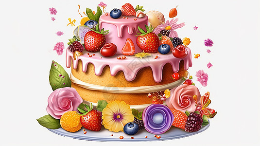 鲜花水果蛋糕图片