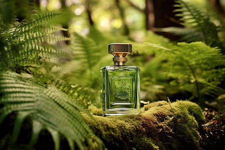热带森林植被香水瓶玻璃瓶背景图片