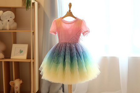童装服装设计彩虹色裙图片