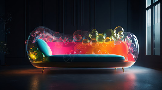 科幻充气霓虹光双人沙发图片