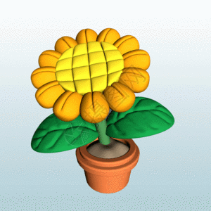 3D花朵立体卡通粘土风格向阳花朵GIF高清图片