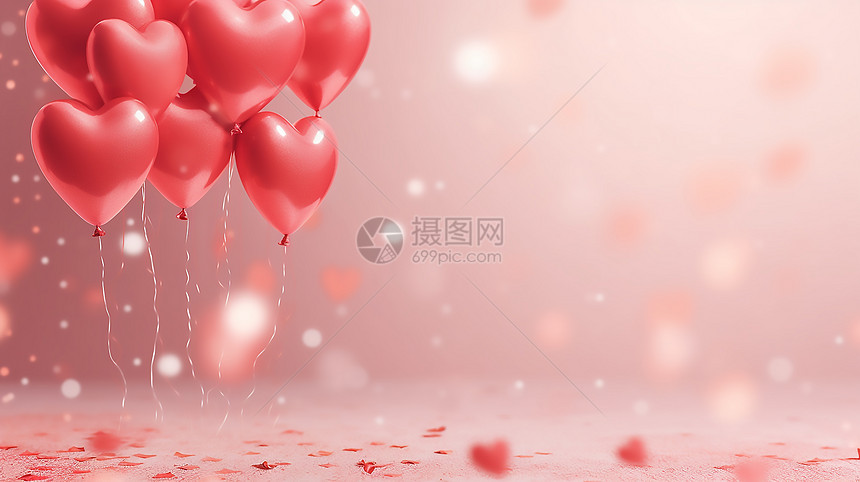 心形气球空间情人节背景图片