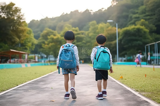 背着背包上学放学的小学生图片