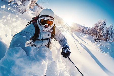 一个人极限运动雪山滑雪图片