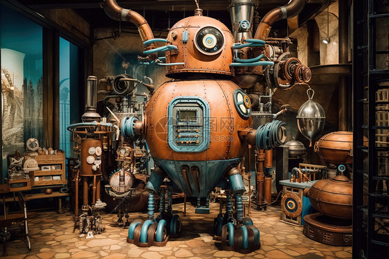 蒸汽朋克工厂机器人科幻风格图片