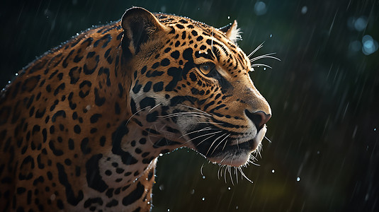 雨中花斑豹背景图片