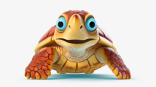 3D卡通海龟插图图片