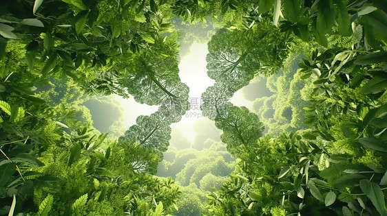 人类健康的肺绿叶概念图片