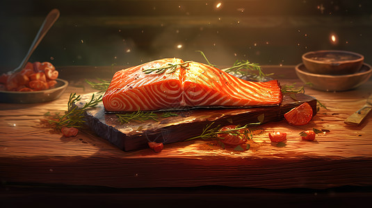 美味的烤鲑鱼插图插画
