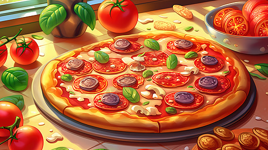 特色香肠披萨插图图片