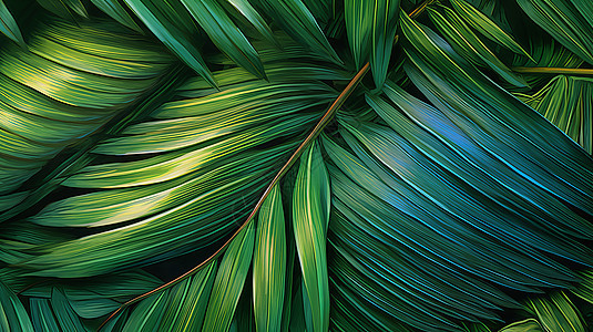 大大的椰子叶绿色平铺图片