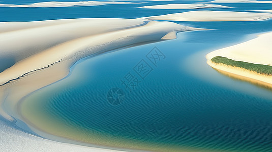 沙漠里的湖水背景图片