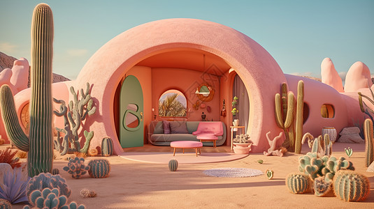 沙漠中球形房屋造型图片