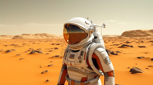 沙漠中的宇航员背景图片