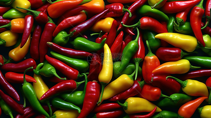 新鲜火辣的彩色辣椒蔬菜图片