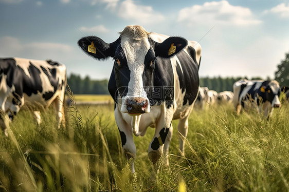 美丽乡村草地的奶牛图片