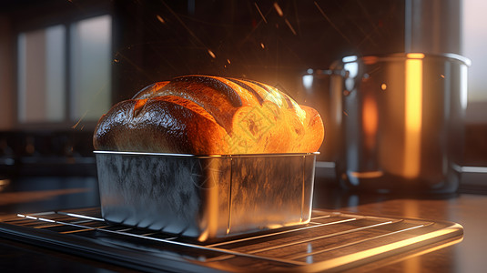 新鲜烤出的大面包图片