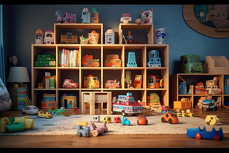 摆满儿童玩具的房间图片