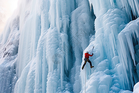 极限运动登山者冰上攀登图片