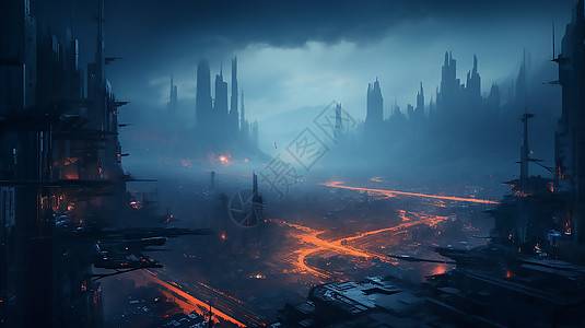 未来魔幻都市背景图片