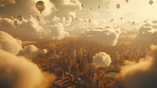 云上繁华都市城市背景图片