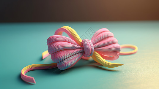 粉色绳子编织的蝴蝶结高清图片