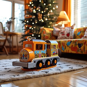 六一儿童节礼物客厅的小火车背景图片