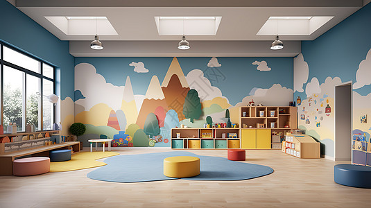 幼儿园明亮的课室玩具室图片