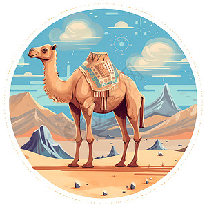 沙漠骆驼动物元素插图背景图片